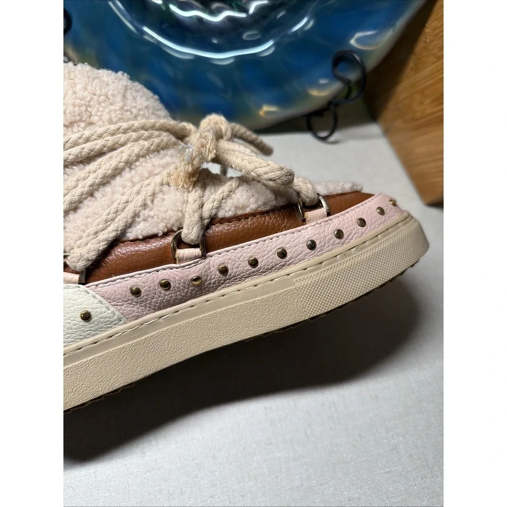 Preowned INUIKII Winter Sneaker Boots – Suede, Shearling Rubber Sole 37 US 6.5-7
